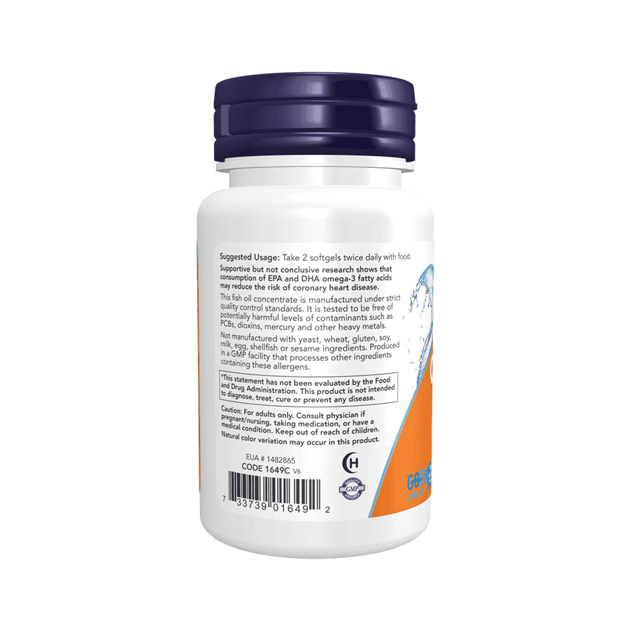 Ómega 3 Molecularly Distilled 200 Cápsulas Peixe Now Foods