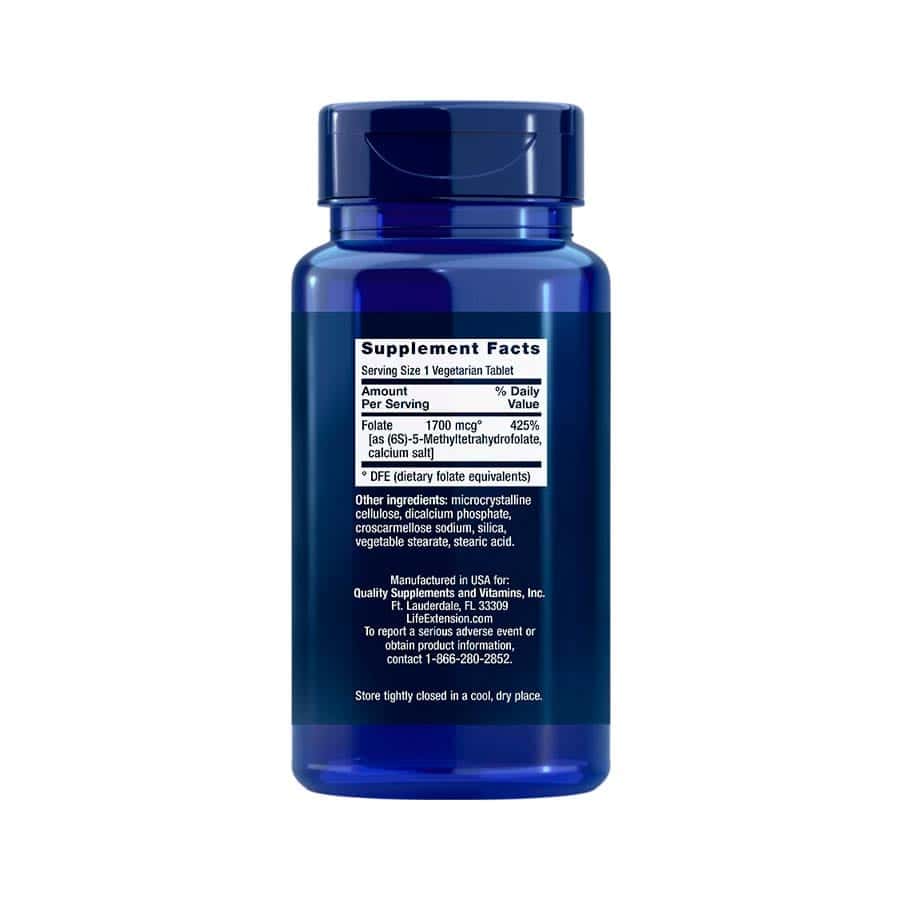 Folato Otimizado L-Methylfolate 1700mcg 100 cápsulas Life Extension