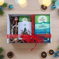Infusão ayurvédica Tulsi Peppermint Organic India em embalagem de Natal, com mistura biológica de tulsi e hortelã.