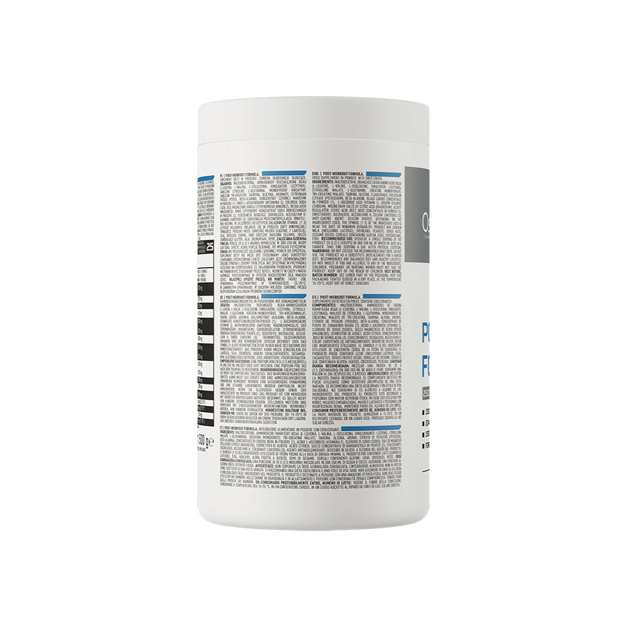 A Fórmula Pós-Treino Morango e Bagas 500gr OstroVit é um suplemento alimentar em pó com aminoácidos, creatina, eletrólitos, vitaminas e minerais.