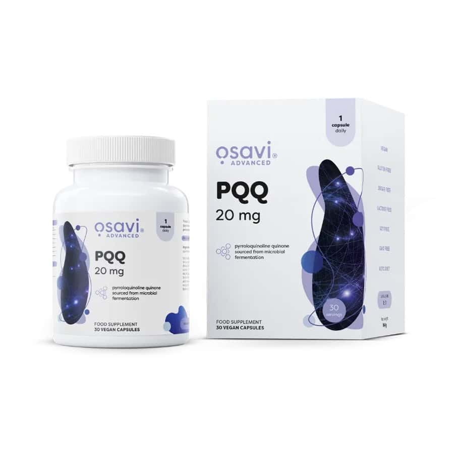 PQQ 20 mg Osavi em cápsulas, suplemento alimentar para suporte da energia celular e função mitocondrial