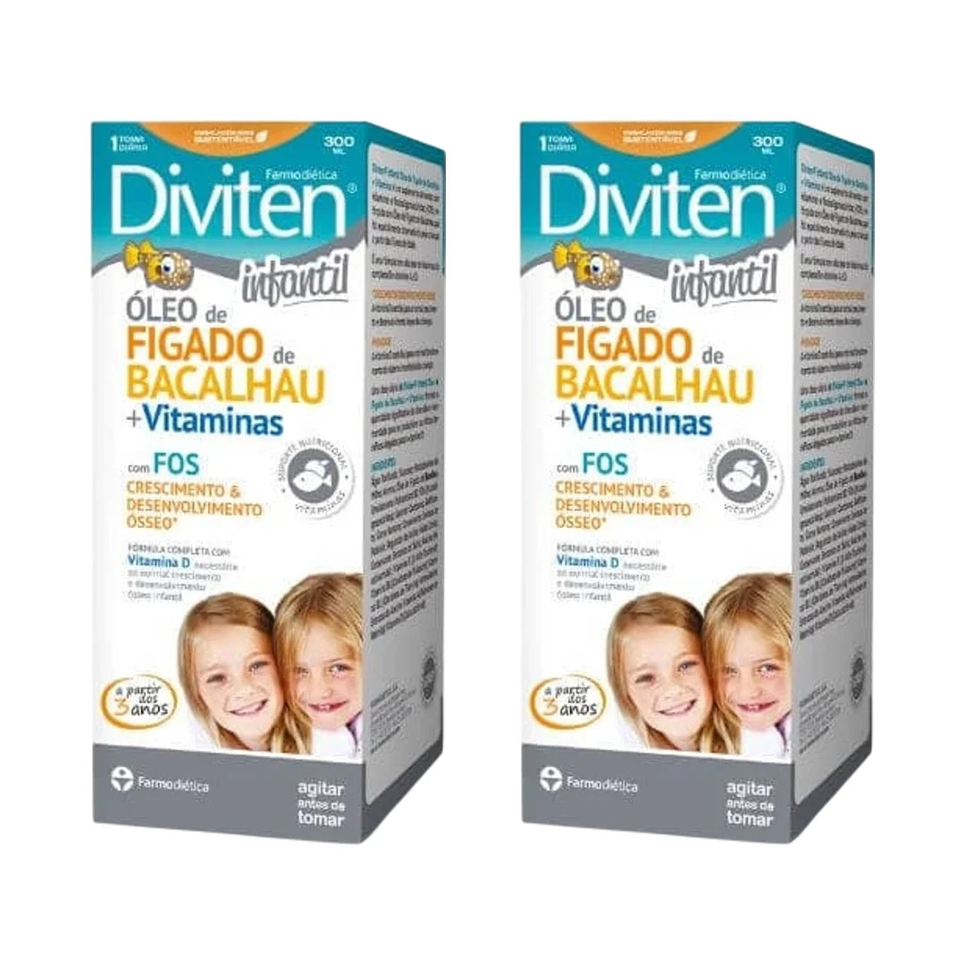 Diviten Infantil Óleo de Fígado de Bacalhau Farmodiética pack com 2 frascos de 300 ml

