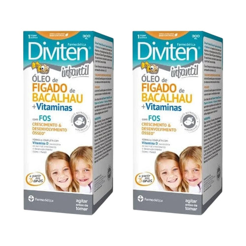 Diviten Infantil Óleo de Fígado de Bacalhau Farmodiética pack com 2 frascos de 300 ml
