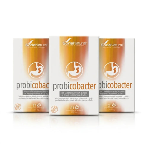 Probicobacter Soria Natural, paquete con 3 envases de 21 comprimidos cada uno, complemento alimenticio
