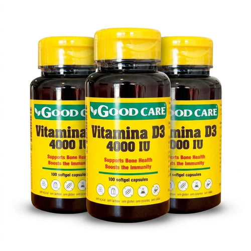 Vitamina D3 4000 UI, paquete de 100 comprimidos Good Care, complemento alimenticio.