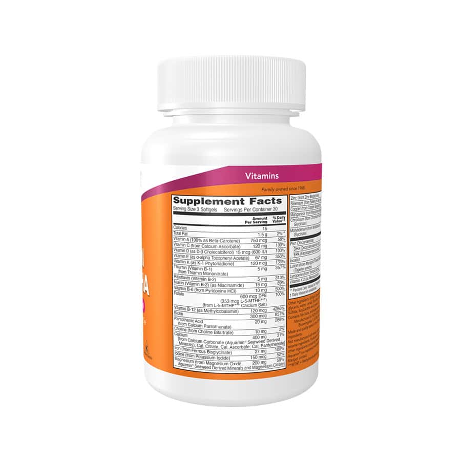 Prenatal Gels com DHA Now Foods cápsulas para suporte nutricional durante a gravidez