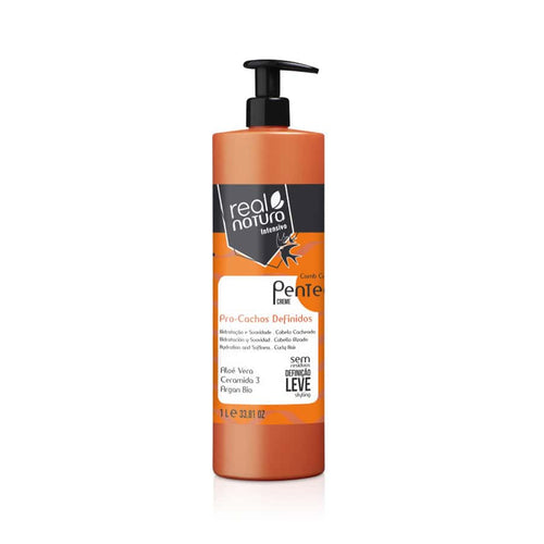 Creme de pentear pro cachos definidos Real Natura 1000ml para cabelo encaracolado