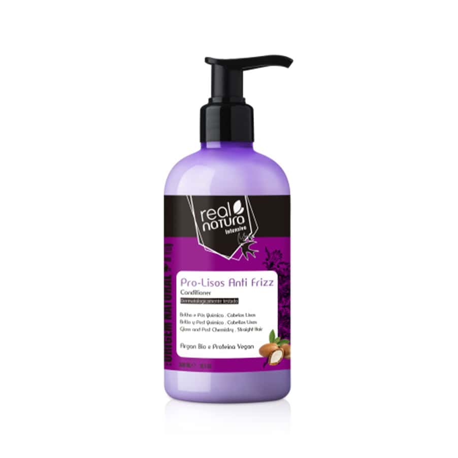 Condicionador sem sal pro lisos anti frizz Real Natura 300ml para cabelo liso