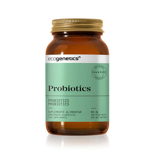 Ecogenetics Probiotics 60 cápsulas con probióticos y prebióticos para favorecer el equilibrio de la flora intestinal y el bienestar digestivo.