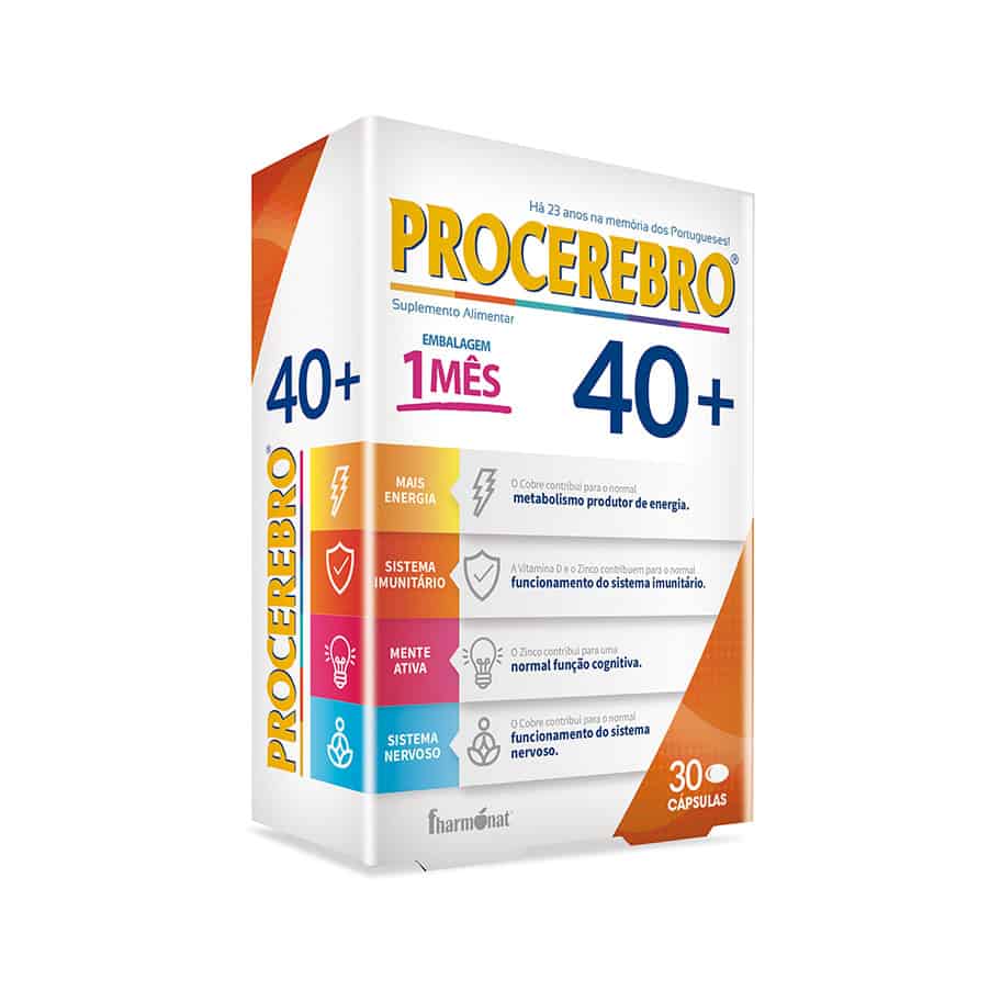 Procerebro 40+ cápsulas Fharmonat suplemento alimentar para memória e função cognitiva