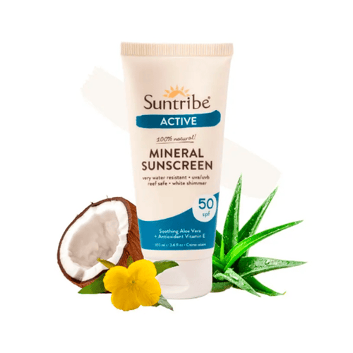Protetor solar mineral natural FPS 50 Suntribe 100ml para rosto e corpo com alta proteção UVA e UVB