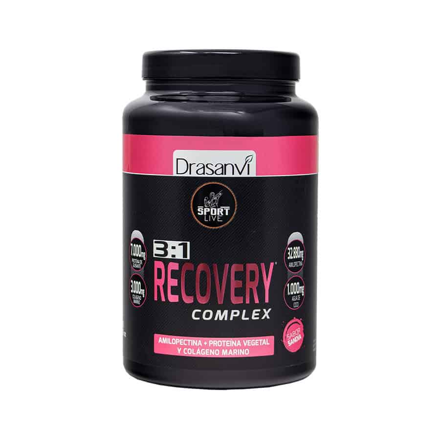 Recuperador Muscular sabor melancia 750g Sport Live Drasanvi, suplemento em pó com proteínas, aminoácidos e eletrólitos para regeneração muscular pós-treino.