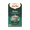 Infusión orgánica Relax Yogi Tea en una caja de 17 bolsitas de té, una suave mezcla de hierbas orgánicas para promover la calma.