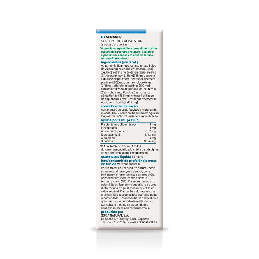 Frasco do Composor 05 Sedaner Complex 50ml da Soria Natural, suplemento natural para relaxamento e melhoria do sono.