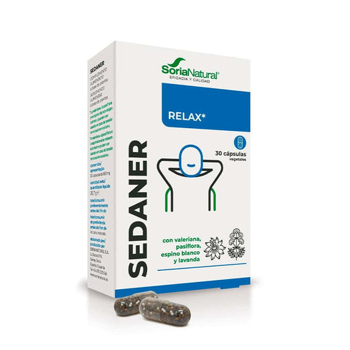 Frasco de 29-C Sedaner con 30 cápsulas de Soria Natural, un suplemento natural para la relajación y para mejorar el sueño.