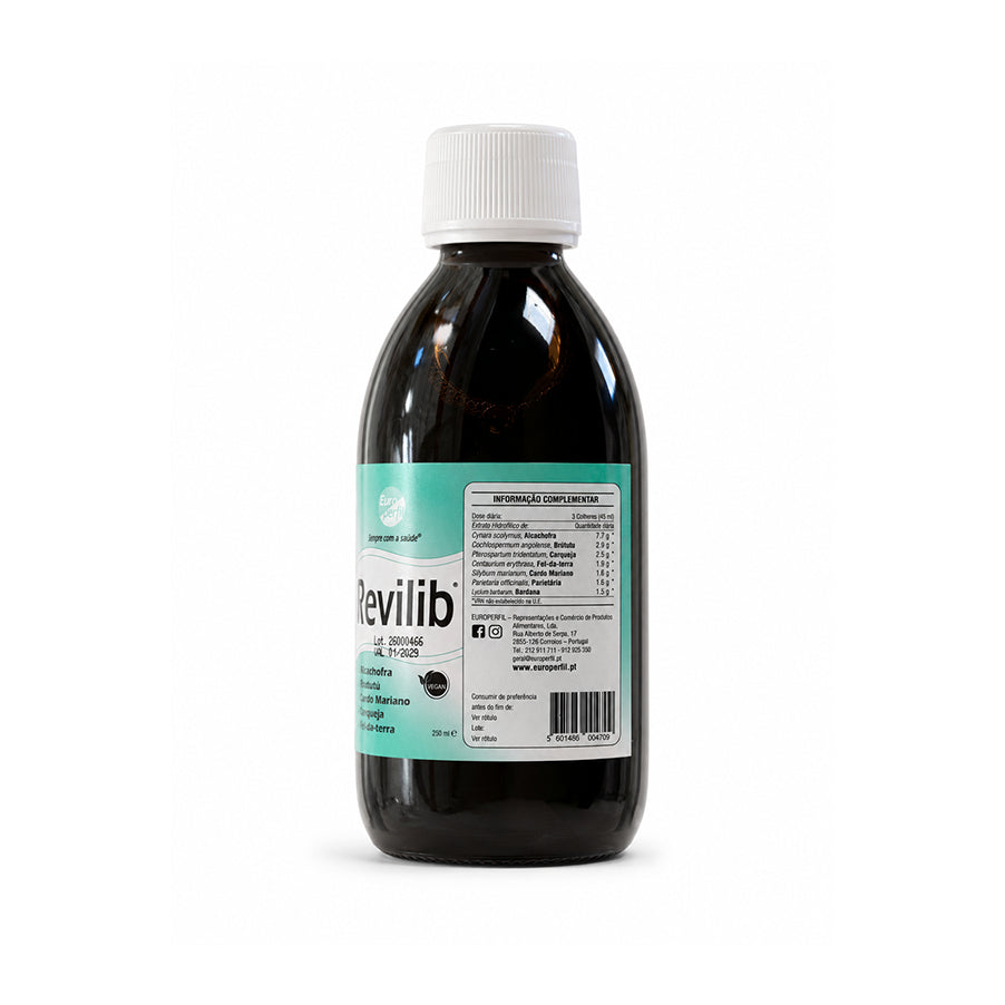 Revilib Xarope 250ml EuroPerfil em frasco para toma oral.