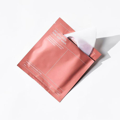 Envase de la mascarilla Biodance Real Deep Bio Collagen Mask 4 x 34 g, un tratamiento intensivo de colágeno para reafirmar e hidratar profundamente la piel.