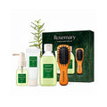 Rosemary Scalp Scaling Trial Kit Aromatica, kit de cuidados do couro cabeludo com champô, esfoliante, tónico e mini escova de madeira.