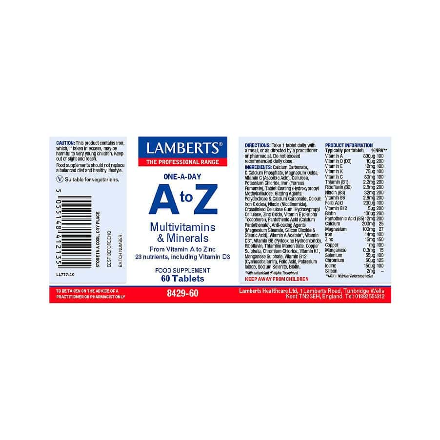 A-Z Multivitaminas e Minerais 60 Comprimidos Lamberts