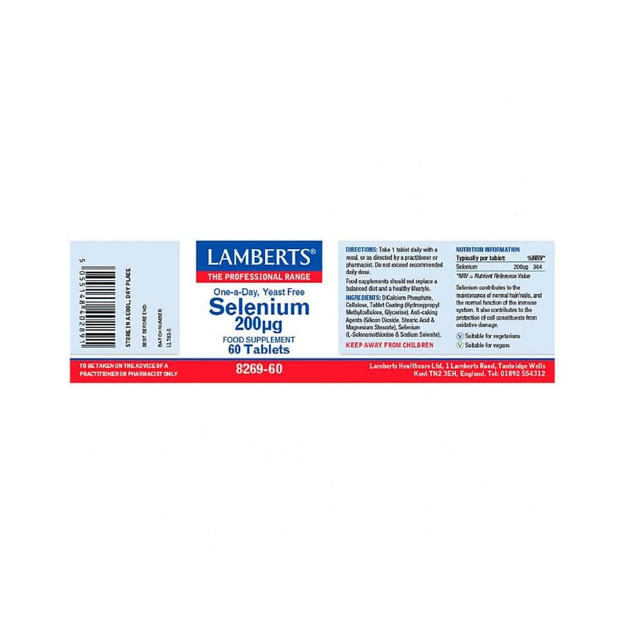 Selênio 200mcg 60 Comprimidos Lamberts