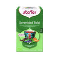 Infusión orgánica de té Tulsi Yogi de Serenity en un paquete de 17 bolsitas, una mezcla relajante de hierbas ayurvédicas para una relajación natural.