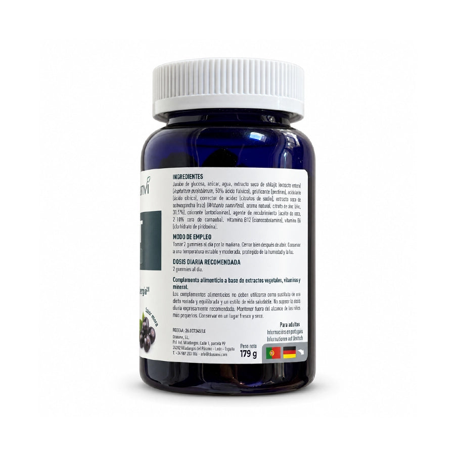 Shilajit 60 gomas da Drasanvi, suplemento alimentar em formato gummy à base de shilajit.