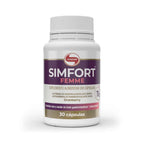 Frasco de suplementos Simfort Femme, 30 cápsulas, Vitafor, para el equilibrio hormonal femenino y la salud intestinal.