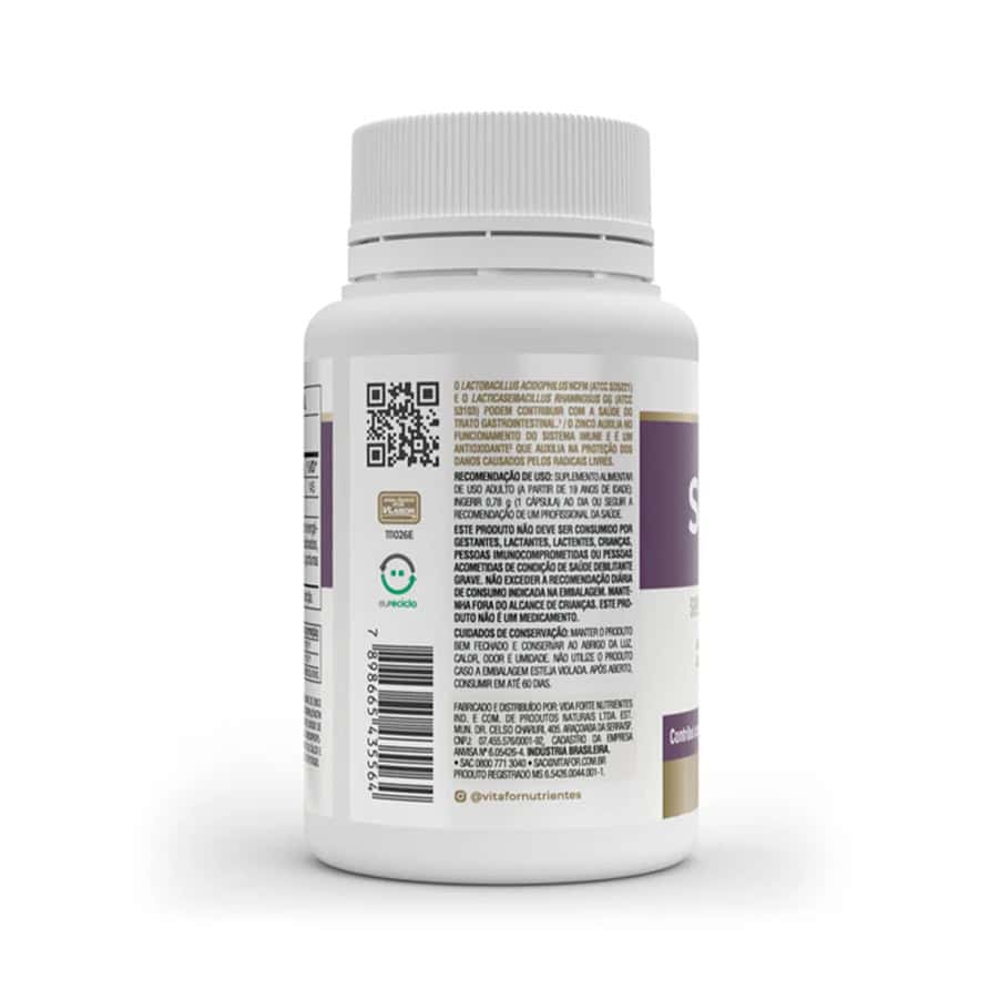 Frasco de suplementos Simfort Femme, 30 cápsulas, Vitafor, para el equilibrio hormonal femenino y la salud intestinal.