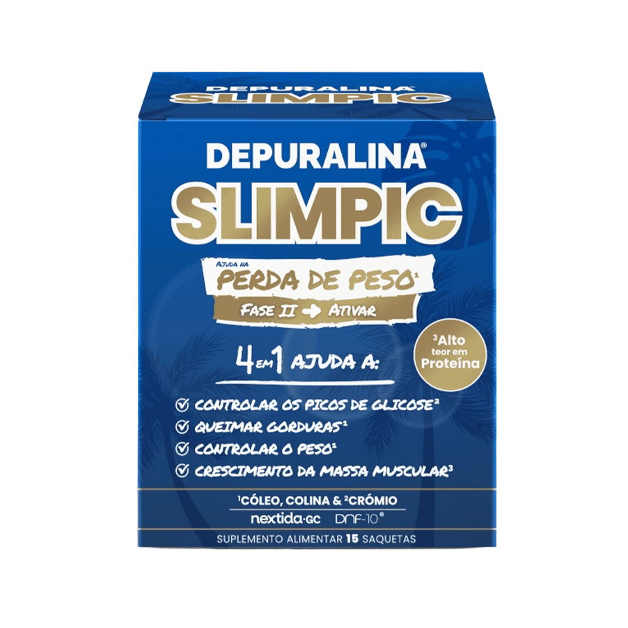 Suplemento Depuralina Slimpic, 15 sobres de polvo soluble, formulado para ayudar a perder peso y reducir la grasa corporal.