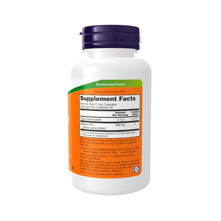 Slippery Elm (Olmo Vermelho American) 400mg 100 Cápsulas Now Foods