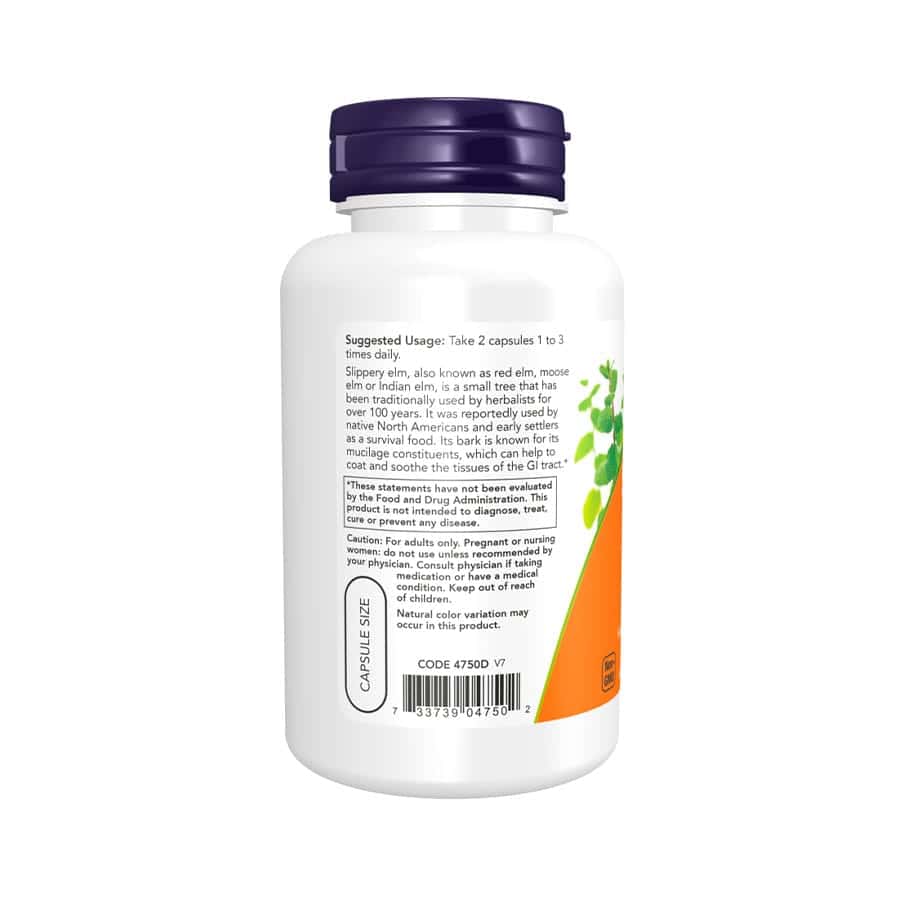Slippery Elm (Olmo Vermelho American) 400mg 100 Cápsulas Now Foods