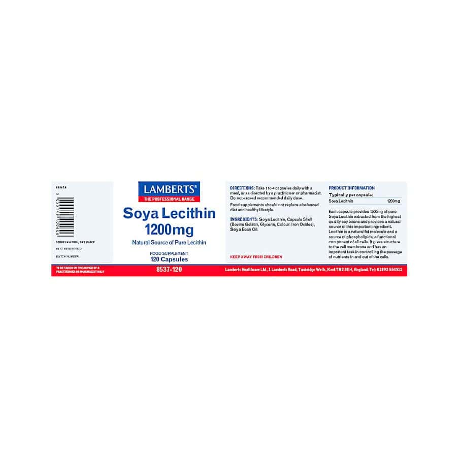 Lecitina De Soja 1200mg 120 Cápsulas Lamberts