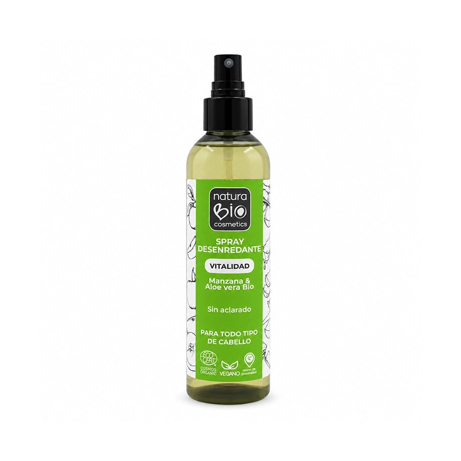 Spray Desembaraçador Maçã e Aloé Bio Natura Bio, cuidado capilar sem enxaguamento em embalagem de 200 ml.
