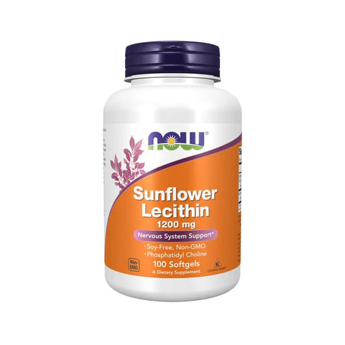Lecitina de girasol 1200 mg, 100 cápsulas, Now Foods, complemento alimenticio en cápsulas a base de lecitina de girasol.