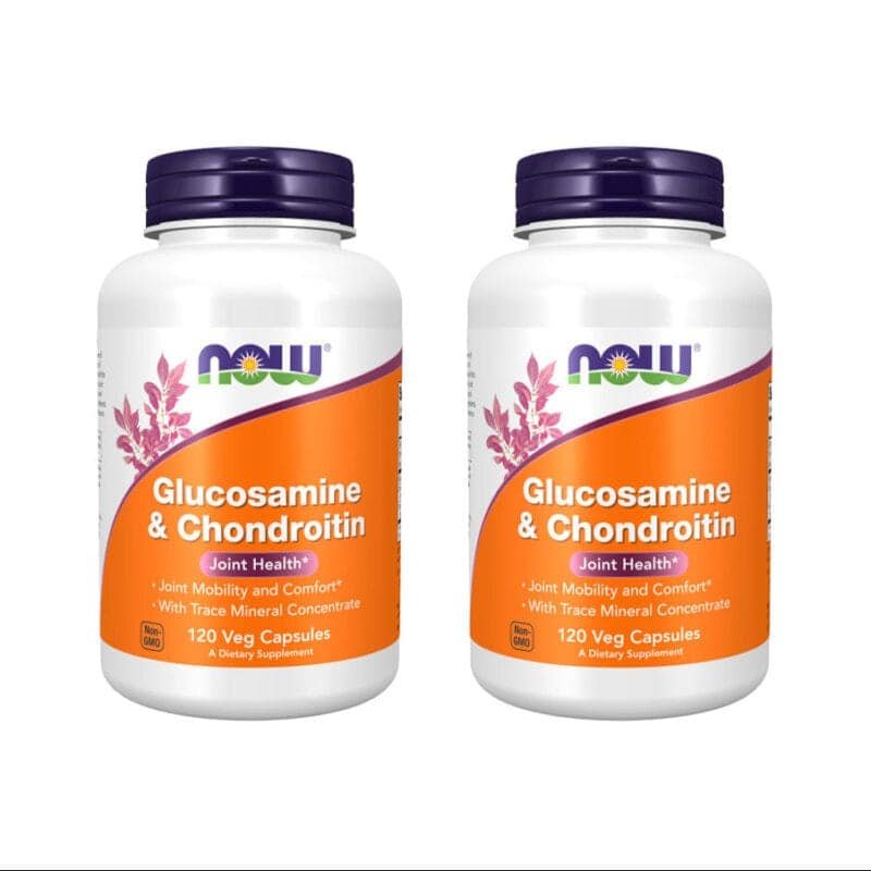 Glucosamina, Condroitina e Trace Mineral Pack 2 x 120 Cápsulas Now Foods, suplemento alimentar em cápsulas para articulações.
