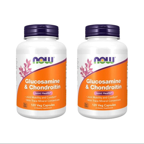 Glucosamina, Condroitina e Trace Mineral Pack 2 x 120 Cápsulas Now Foods, suplemento alimentar em cápsulas para articulações.
