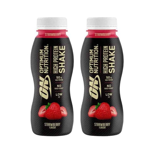 High Protein Shake Morango 500ml Leve 2 Pague 1 Optimum Nutrition, bebida proteica pronta a consumir com 50 g de proteína.