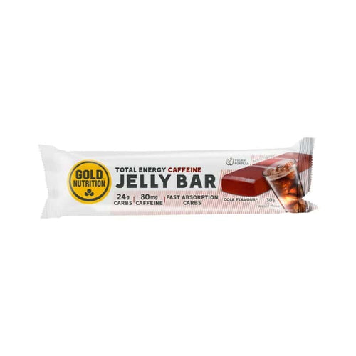 Jelly Bar Caffeine Cola 30gr x 15 Gold Nutrition, barras energéticas de goma com cafeína e sabor a cola.
