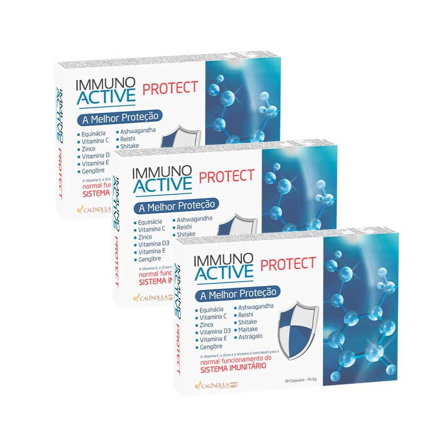 ImmunoActive Protect Calendula Pack 3 x 30 cápsulas com vitaminas, minerais e extratos vegetais
