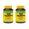 Saw Palmetto Pack Good Care com dois frascos de 120 cápsulas de suplemento alimentar para homem.
