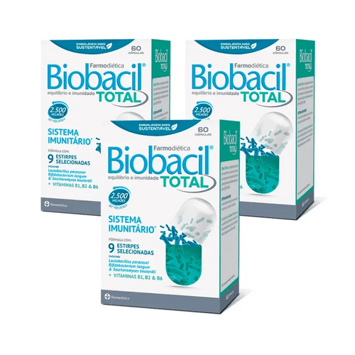 Biobacil Total Farmodiética, paquete con 2 envases de 60 cápsulas cada uno, complemento alimenticio
