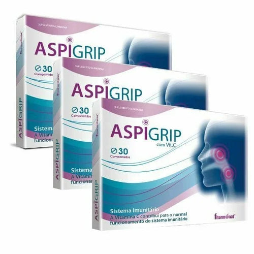 Aspigrip Fharmonat pack 3 x 30 comprimidos suplemento gripe constipação vitamina C zinco sistema imunitário