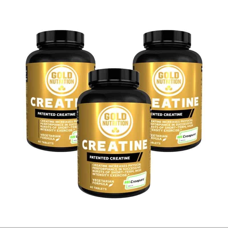 Creatine 1000mg Pack 3 x 60 Comprimidos Gold Nutrition, suplemento alimentar com creatina Creapure em comprimidos.