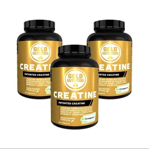 Creatine 1000mg Pack 3 x 60 Comprimidos Gold Nutrition, suplemento alimentar com creatina Creapure em comprimidos.