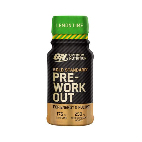 Gold Standard Pre-Workout Shot Lima Limão 12 x 60ml Optimum Nutrition, shot pré-treino com cafeína, citrulina, beta-alanina e vitaminas B6 e B12.