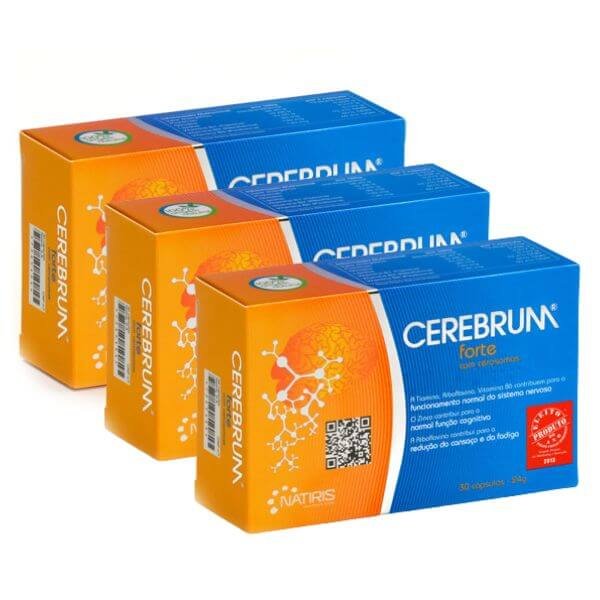 Cerebrum Forte Natiris Pack 3 x 30 cápsulas com ómega 3, vitaminas, minerais e extratos vegetais
