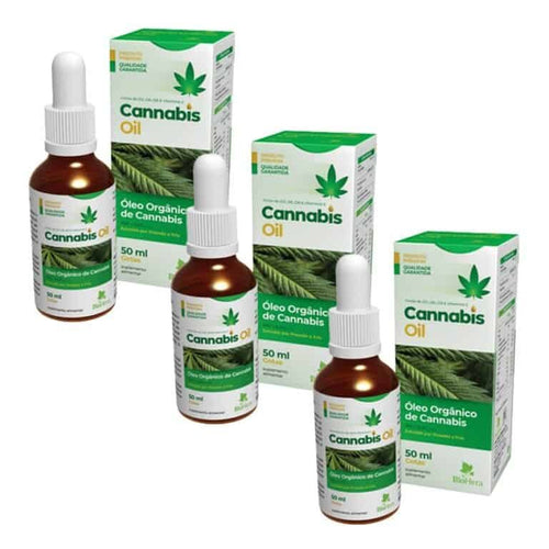 Óleo de Cannabis BioHera 50ml pack 3 frascos gotas óleo orgânico com ómega 3 6 9
