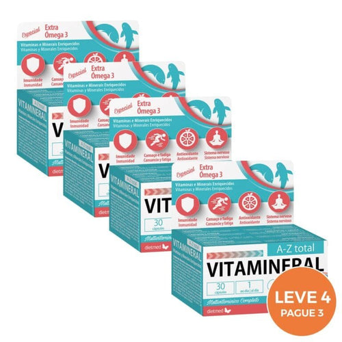 Complemento alimenticio Vitamineral A a Z Total Dietmed, envase de 30 cápsulas
