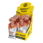 Boost Plus Caramelo Salgado Gel 40gr x 16 Gold Nutrition, gel energético com hidratos de carbono, sódio, magnésio e cafeína para treinos de endurance.

