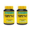 Vitamina D3 + K2 2000UI Good Care em pack de 2 embalagens, uma combinação para apoiar a manutenção de ossos normais.
